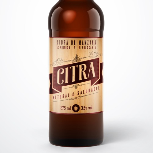 Drink design with the title 'Design of Apple Cider drink label, for Spanish brand.'