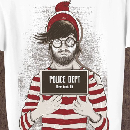 Mascot t-shirt with the title 'waldo busted'