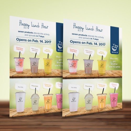 CMYK design with the title 'Shiny flyer design for Happy lunch hour'