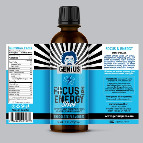 Energy drink packaging with the title 'Label Design'