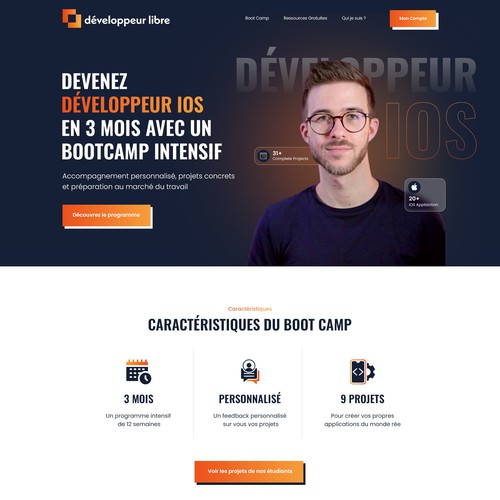Coding website with the title 'Développeur Libre'