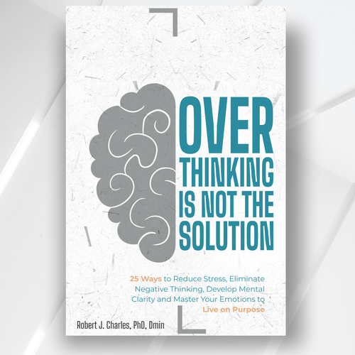 Poster book cover with the title 'Simple Half-Brain Design for “Overthinking Is Not the Solution”'