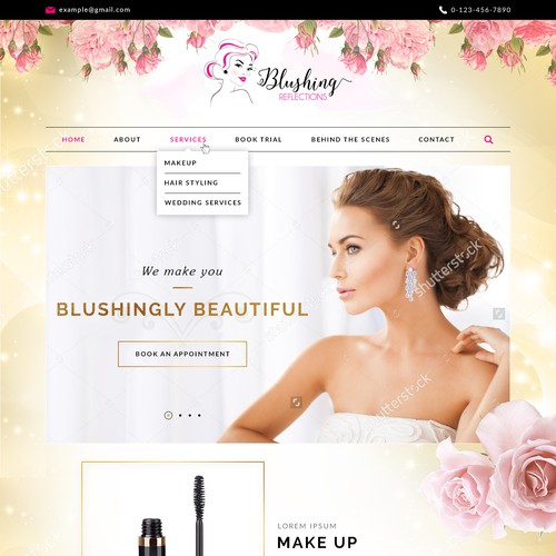 Beauty salon design with the title 'Blushingly Beautiful'