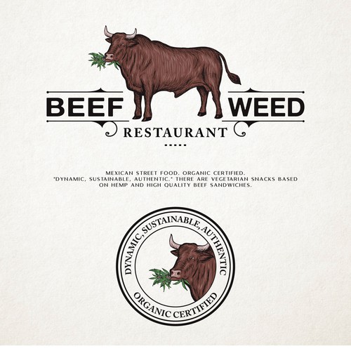 Marijuana brand with the title 'Beef+weed restaurant'