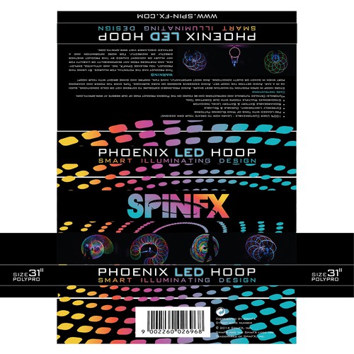 Sport packaging with the title 'Product package for the coolest LED hula hoop in the world'