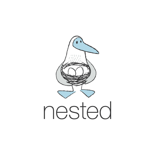 Bird logo with the title 'Blue-Footed Booby logo for "nested"'