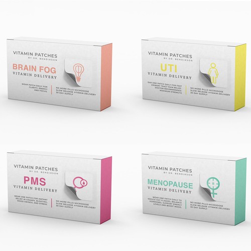 Pharmaceutical packaging with the title 'Packaging design for vitamin patches'