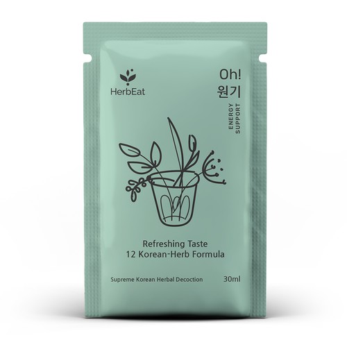 Herbal packaging with the title 'Pouch package for 4 series of Korean-herb decoction extracts'