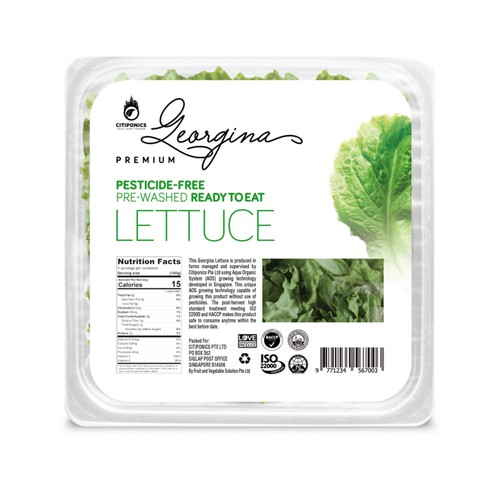 Brand label with the title 'Logo and packaging design for food.'