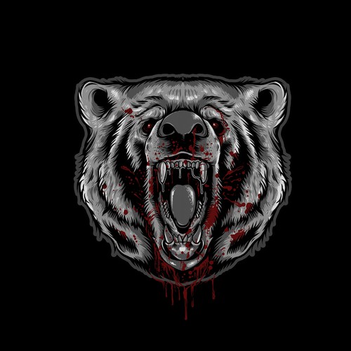 Bear t-shirt with the title 'design t-shirt blood bear'