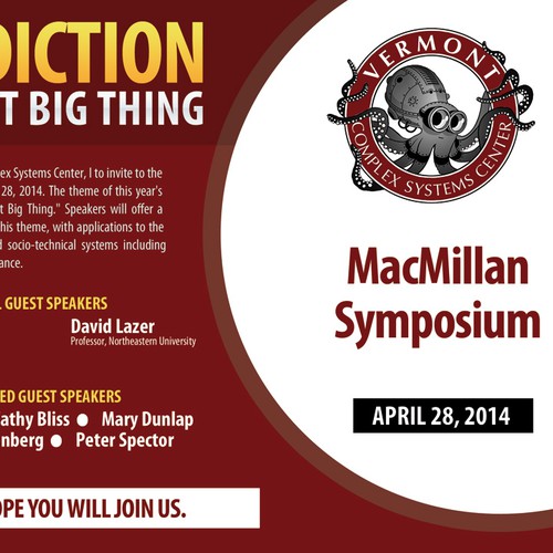 Flayer design with the title 'Simple template for Vermont Complex Systems'