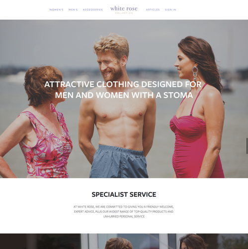 Product website with the title 'Whiterose Collection - Website Migration'