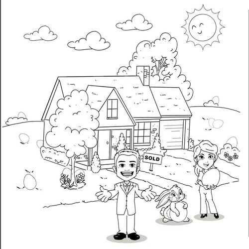 Color artwork with the title 'Easter themed colouring in competition'