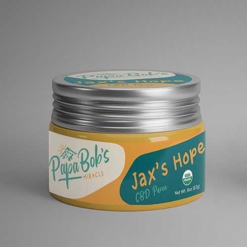 Design label with the title 'Playful CBD Puree Label Design'