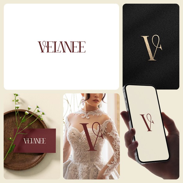 Illustrator design with the title 'Luxury Evening & Bridal Fashion Brand Logo for VELANEE'