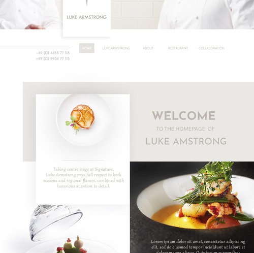 Beautiful website with the title 'Luke Armstrong Chef'