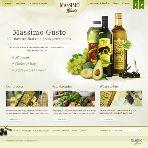 Food website with the title 'Massimo Gusto'