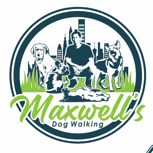 Downtown design with the title 'Maxwell Dog Walking'