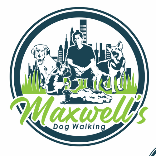 Digital art logo with the title 'Maxwell Dog Walking'