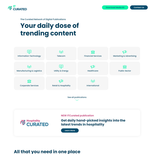 News website with the title 'Homepage design for IT news platform'