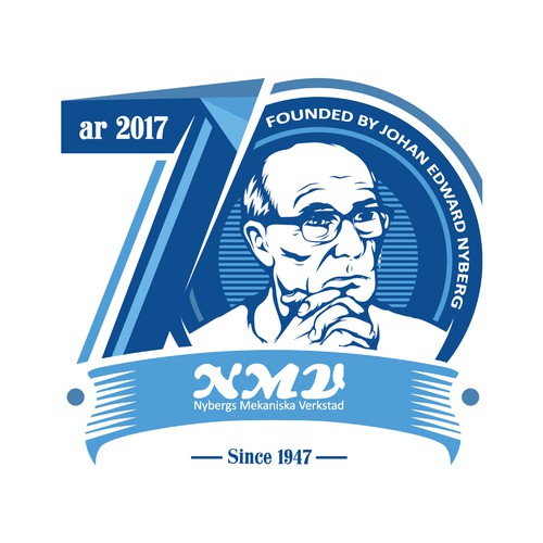 50 year anniversary logo with the title 'NMV (short for Nybergs Mekaniska Verkstad)'