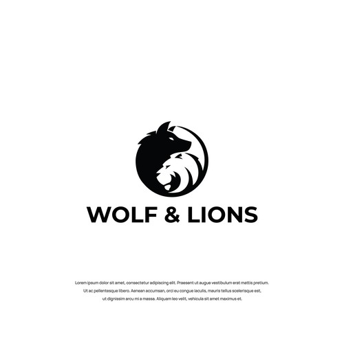 Balanced logo with the title 'WOLF AND LION logo'