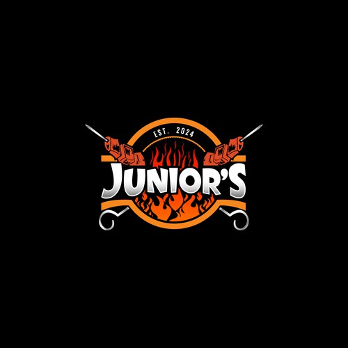 Meat logo with the title 'Junior’s Logo Design'