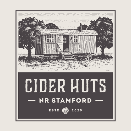 Apple design with the title 'Cider Huts'