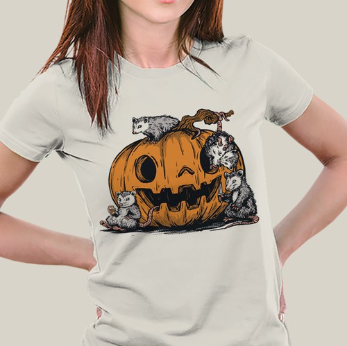 Pumpkin design with the title 'design opossum'