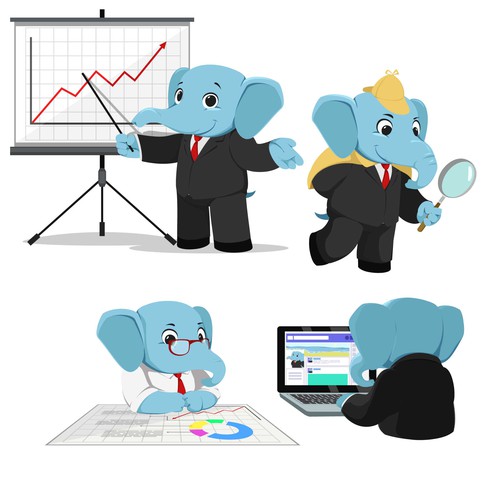 Cute artwork with the title 'Elephant mascot design '