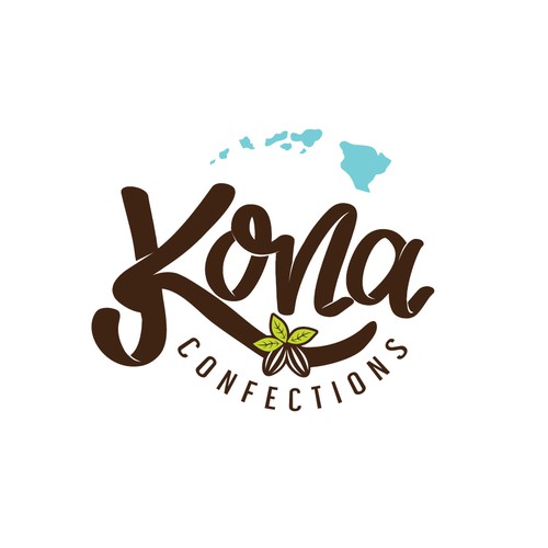 Island logo with the title 'Kona Confections'