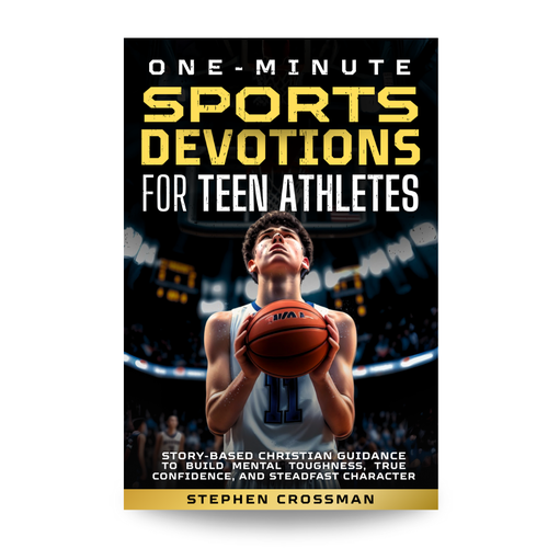 Sports book cover with the title 'Emotional Scene Sport Devotions for Teens Athletes ebook cover design'