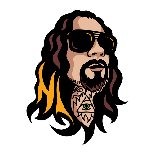 Cartoon design with the title 'Headshot icon with initials'