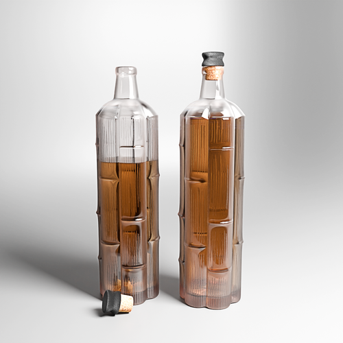 Glass design with the title 'rum bottle design'