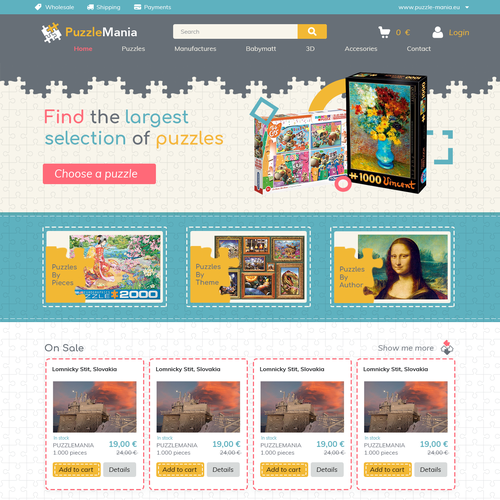 Playful website with the title 'puzzle e-comerce'