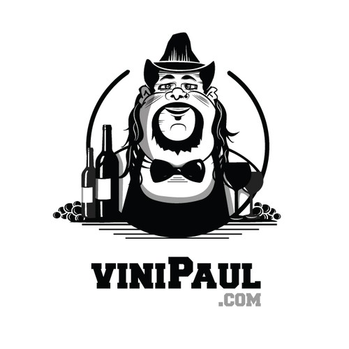 Drummer logo with the title 'Caricature Design for a Wine Distributor.'
