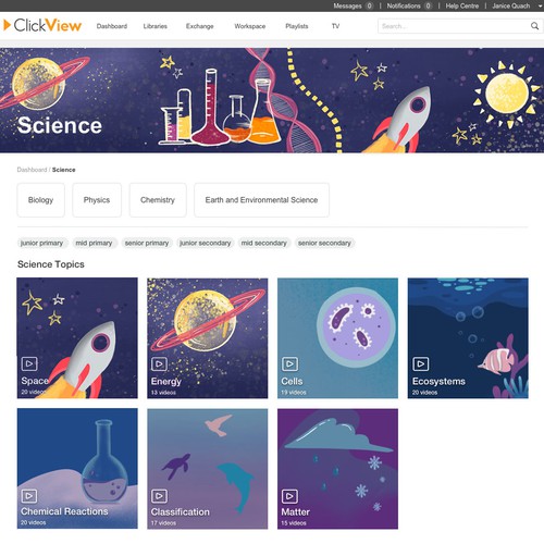 Science artwork with the title 'Banner Science Concept for Teacher's Website'