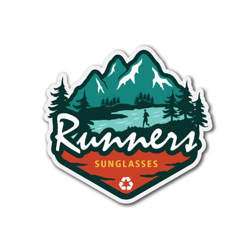 Sunglasses design with the title 'Run on the hill'