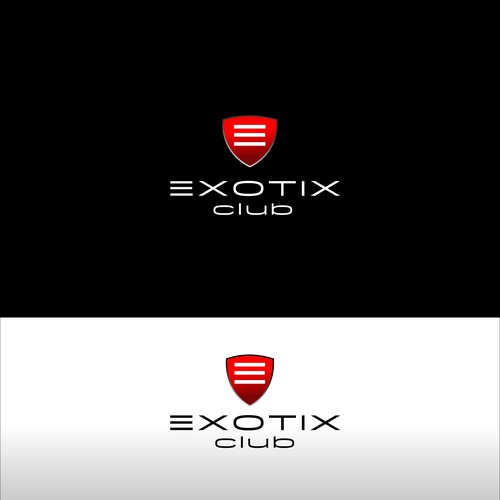 Red brand with the title 'xotic club logo'