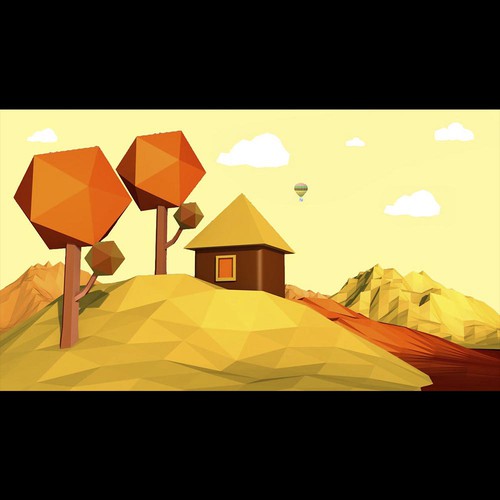 Low poly artwork with the title 'Otoño_1'