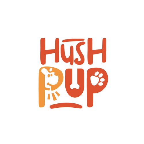 Footprint design with the title 'Hush Pup'