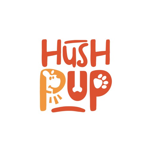 Pet care logo with the title 'Hush Pup'