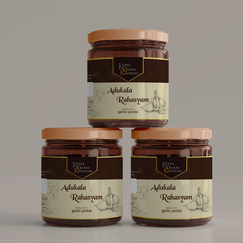 Pickle design with the title 'Garlic pickle label design'