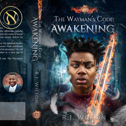 Fire book cover with the title 'The Wayman's Code: Awakening | Fantasy Book Cover '