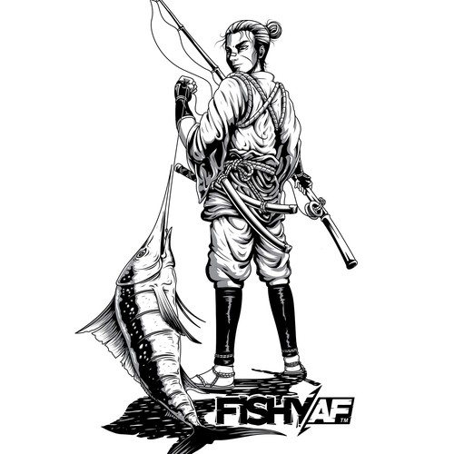 Unique t-shirt with the title 'The Samurai Fisherman'