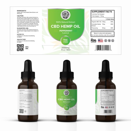 Hemp label with the title 'Label Design for CBD Hemp Oil'
