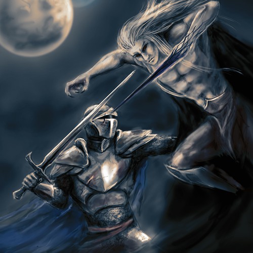 Medieval book cover with the title 'Fantasy Book Cover Design for Elirium Saga'