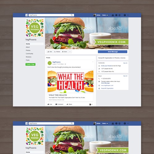 Vegetarian design with the title 'VegPhoenix Facebook cover and profile '