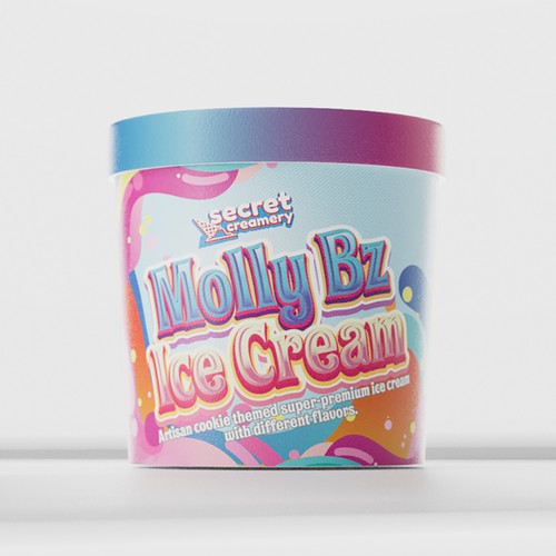 Ice cream packaging with the title 'Ice Cream Pint Fun Design'