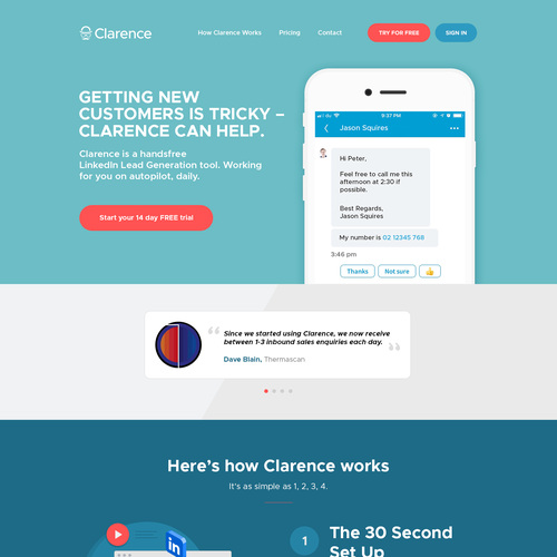 Branding website with the title 'Clarence'